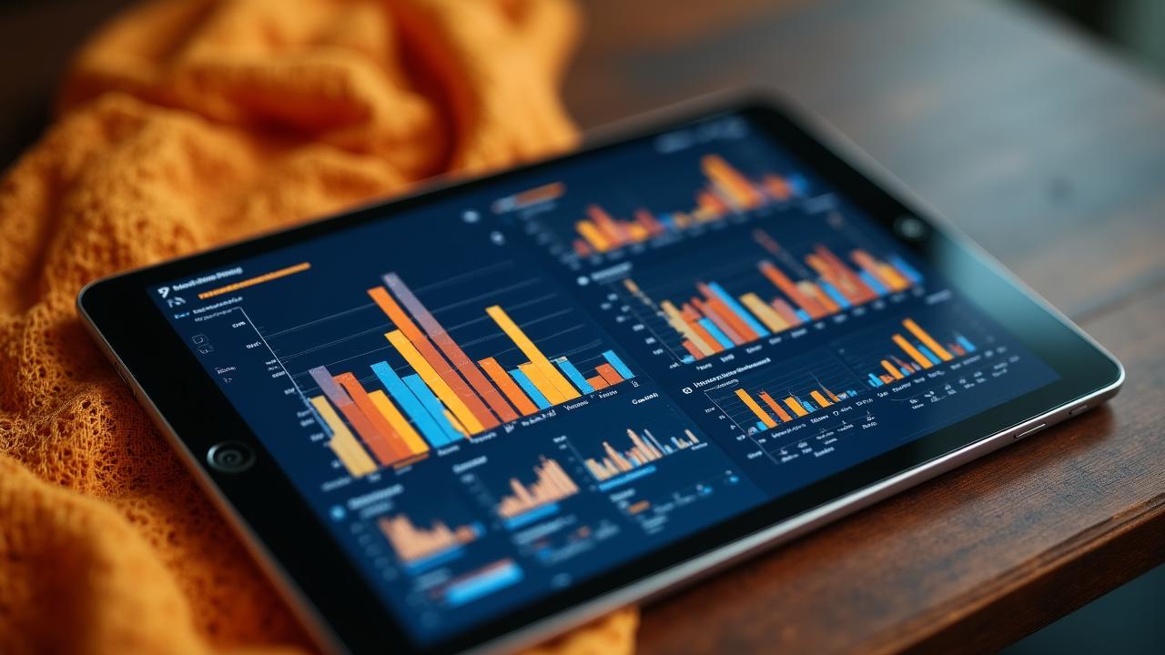 Thai lacquerware artisan products showcased on a high-end tablet device with digital analytics