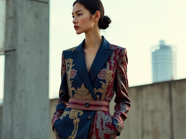 นางแบบสวมชุดผ้าไหมไทยร่วมสมัย