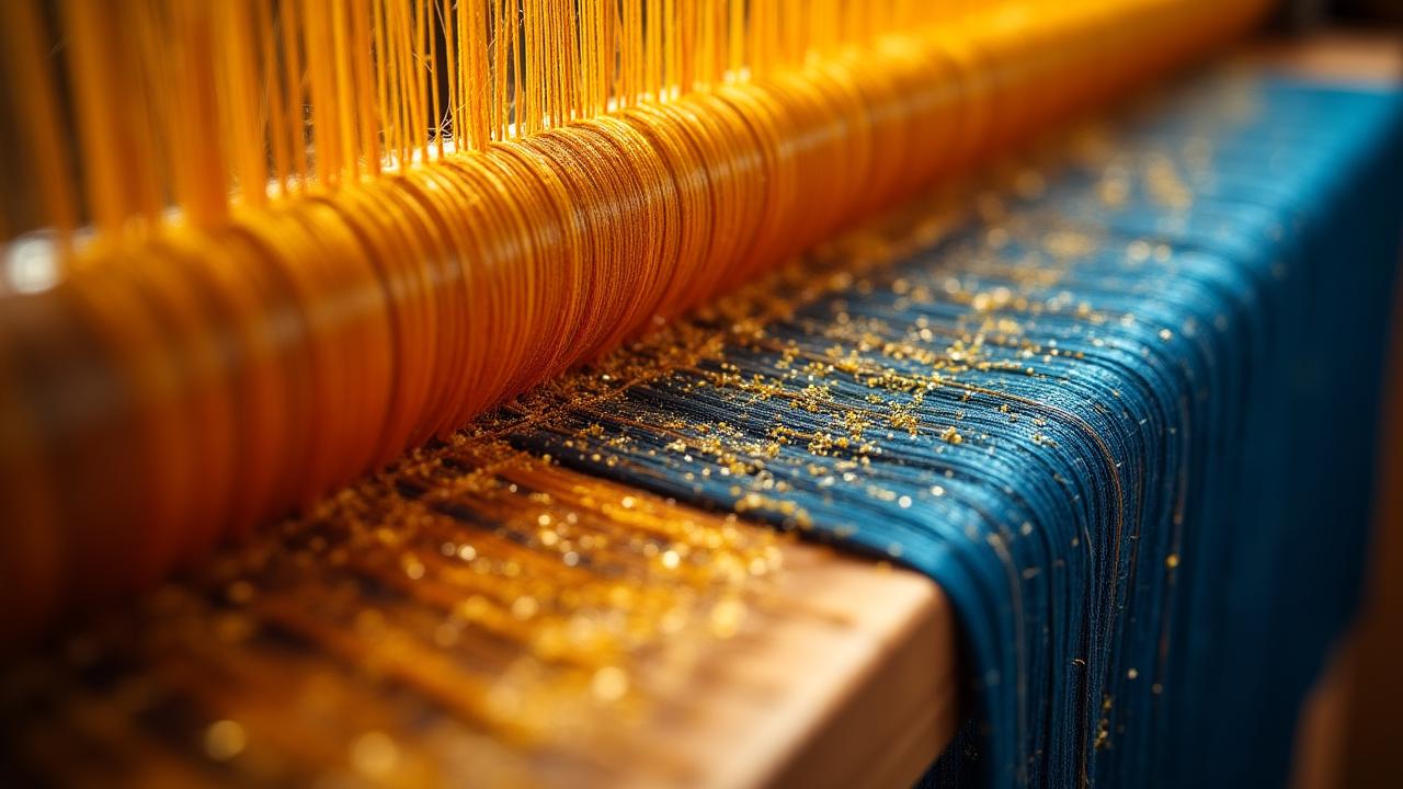 มือช่างฝีมือไทยกำลังทอผ้าไหมด้วยความประณีต